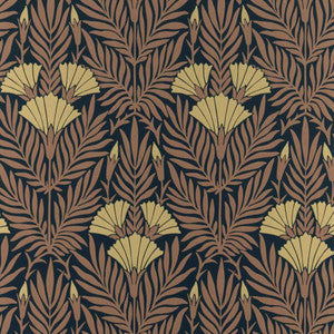 1838 Wallcoverings Wallpaper Floral Fanfare (Wp) # 03 Burnt Orange