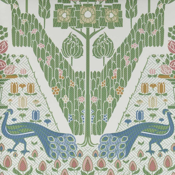 Peacock Topiary (Wp) # 02 Fern by 1838 Wallcoverings Designer Wallpaper V&A Decorative Papers STRAIGHT PASTE THE WALL UNITED KINGDOM V-25" 20.5"X11YD - Swanky Fabrics -