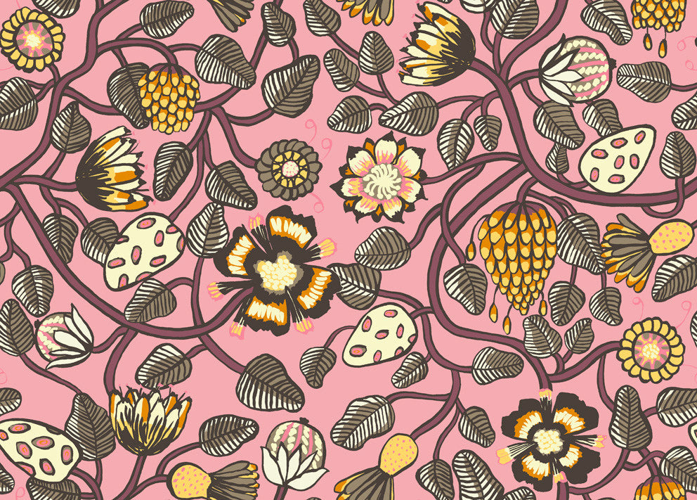 Pieni Tiara Salmon and Plum 23331X by Marimekko Designer Wallpaper