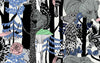 Marimekko Wallpaper Pikkuveljekset Ebony and Sapphire 23340X