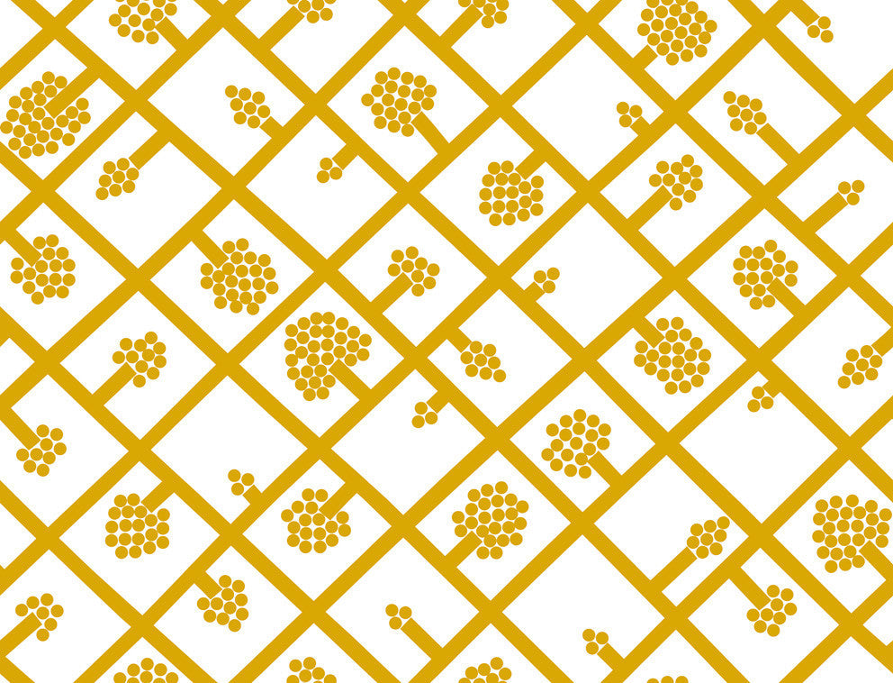 Spalje Mustard and Eggshell 23346X by Marimekko Designer Wallpaper