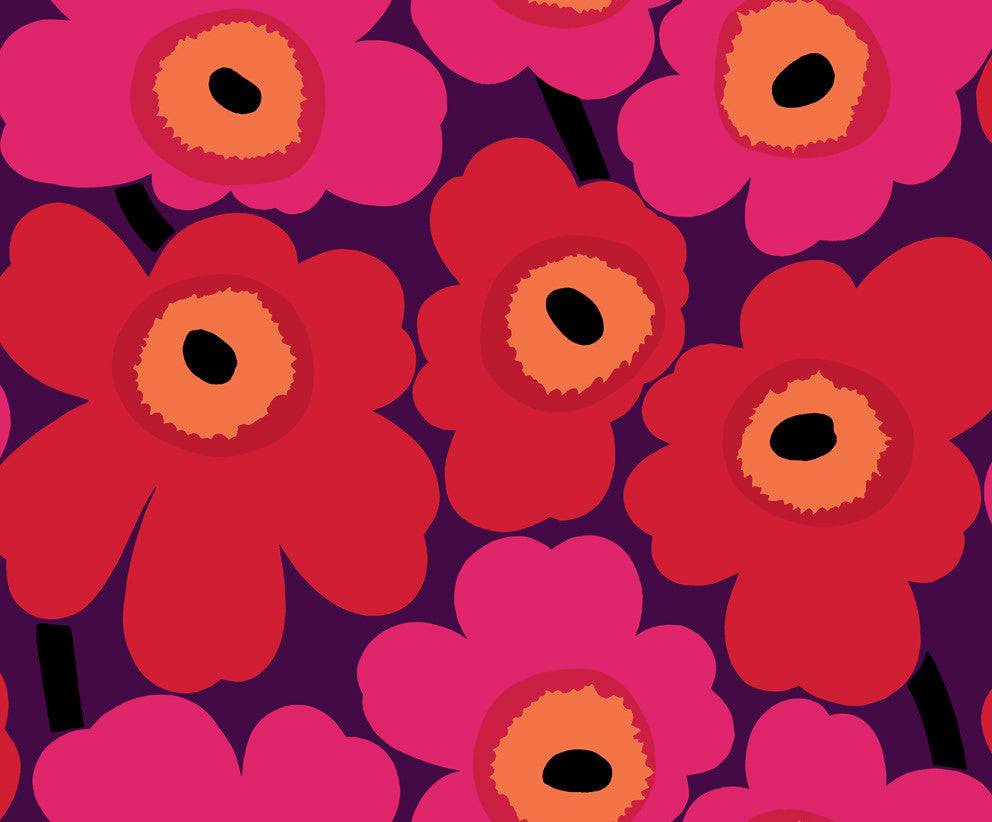 Unikko Fuchsia and Plum 23350X by Marimekko Designer Wallpaper