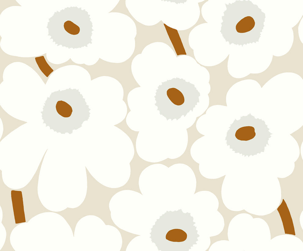 Unikko Gray and Caramel 23351X by Marimekko Designer Wallpaper