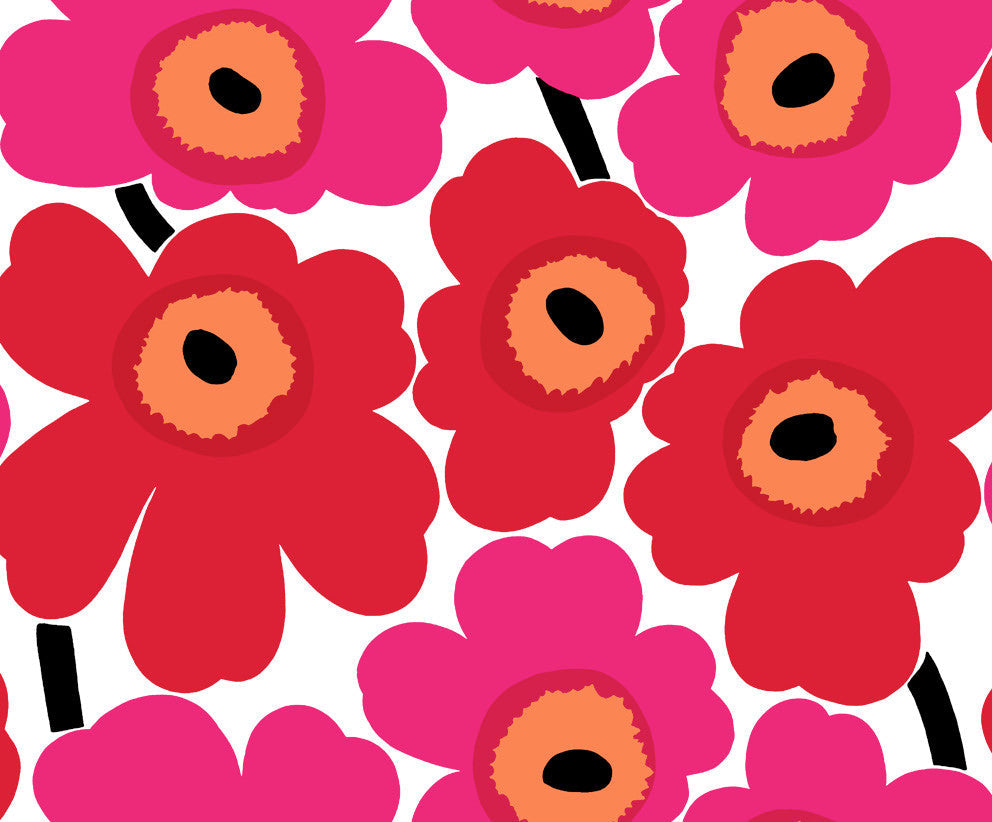 Unikko Scarlet and Coral 23354X by Marimekko Designer Wallpaper