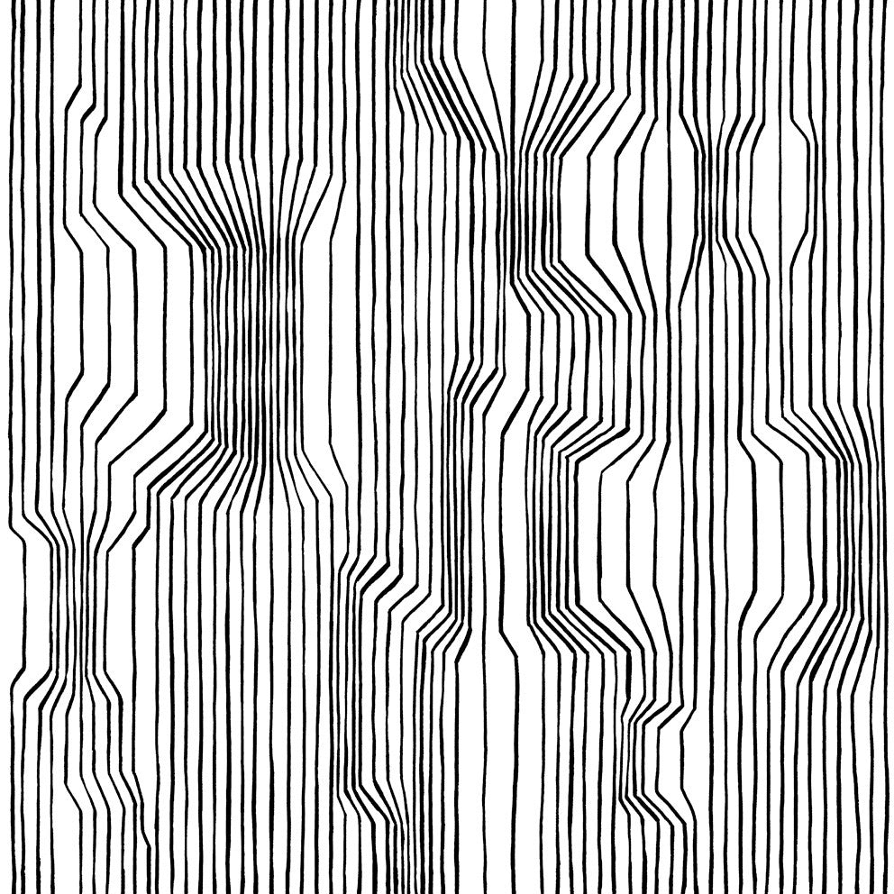 Frekvenssi Ebony and Eggshell 23365X by Marimekko Designer Wallpaper