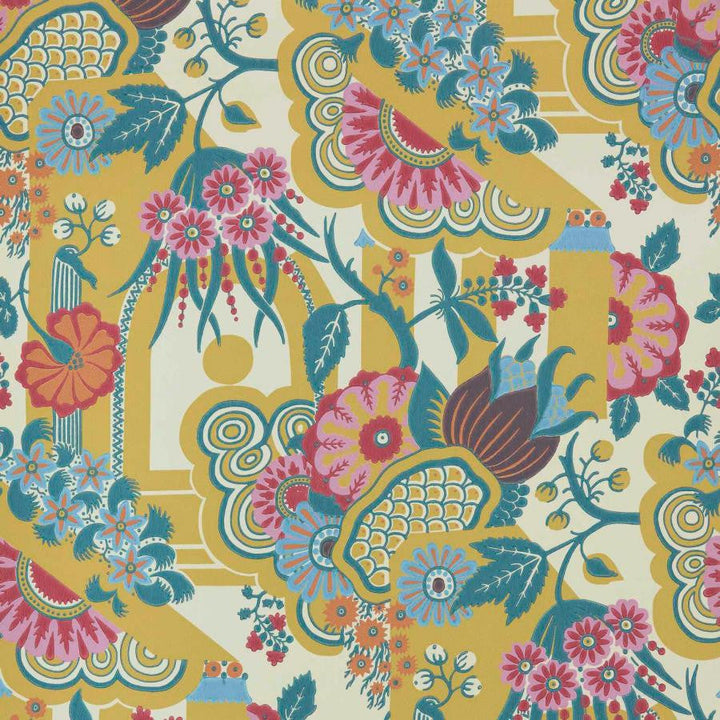 Pineapple Garden (Wp) # 01 Yellow by 1838 Wallcoverings Designer Wallpaper V&A Decorative Papers Ii STRAIGHT PASTE THE WALL UNITED KINGDOM V-25" 20.5"X11YD - Swanky Fabrics -