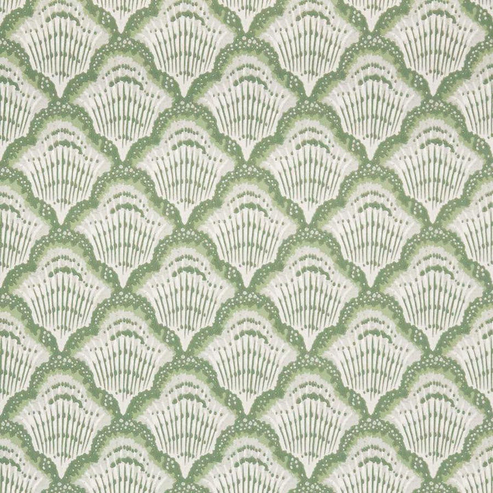 Calico Shell (Wp) # 02 Verde by 1838 Wallcoverings Designer Wallpaper V&A Decorative Papers Ii STRAIGHT PASTE THE WALL UNITED KINGDOM V-5.25" 20.5"X11YD - Swanky Fabrics -