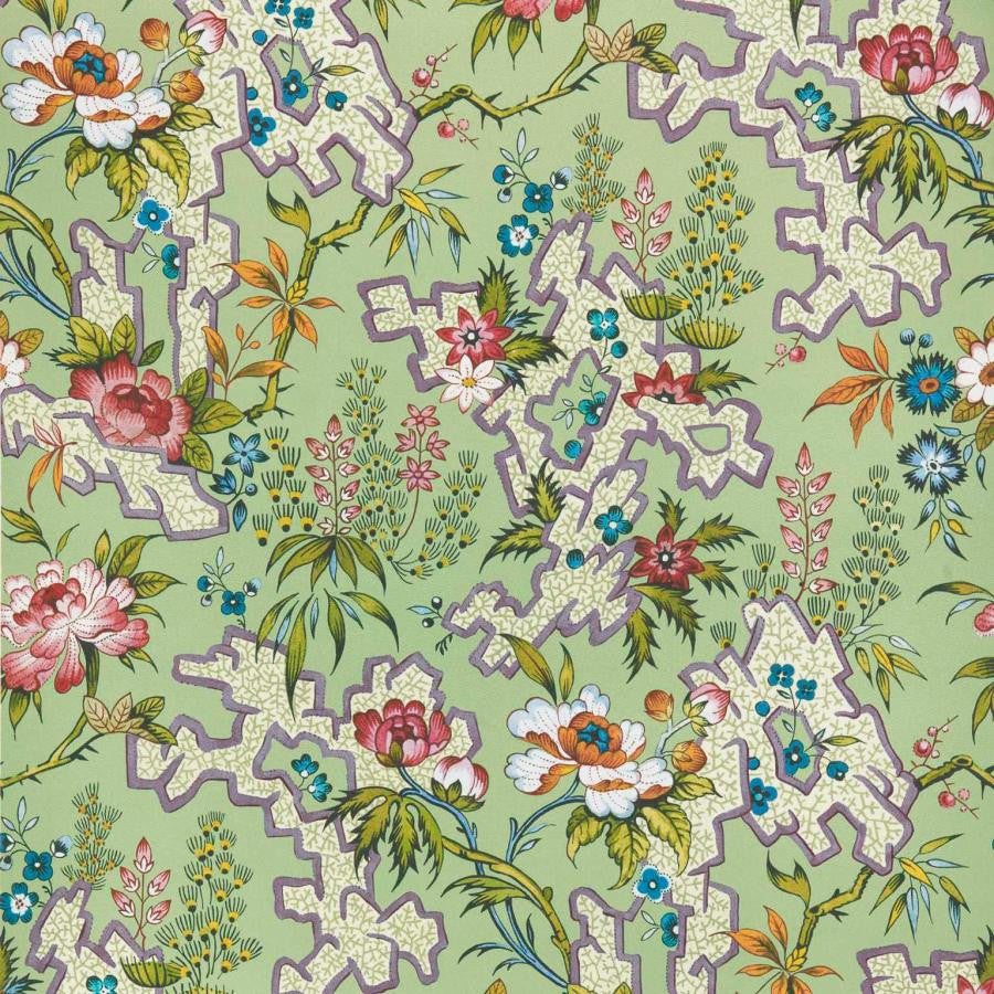 Kilburn'S Maze (Wp) # 04 Verde by 1838 Wallcoverings Designer Wallpaper V&A Decorative Papers Ii STRAIGHT PASTE THE WALL UNITED KINGDOM V-27.5" 20.5"X11YD - Swanky Fabrics -