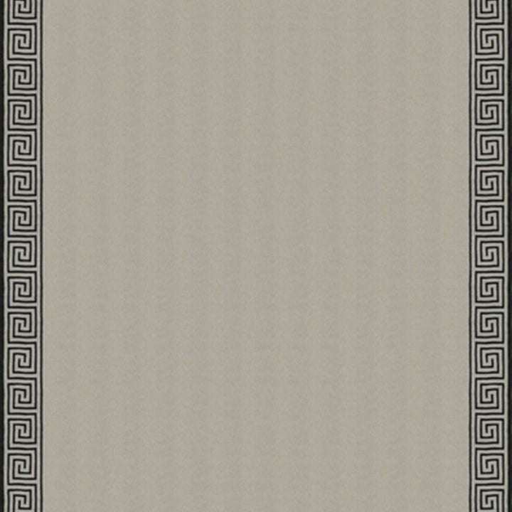 Greek Key Embroidery Pebble And Black 25801 by Schumacher Designer Fabric IN HER STYLE IN HIS STYLE See Sample BELGIUM TO BE DETERMINED </p><p>Repeat: Horizontal: - and Vertical: 4 1/4" (11CM) 57" WIDE (145CM) - Swanky Fabrics -