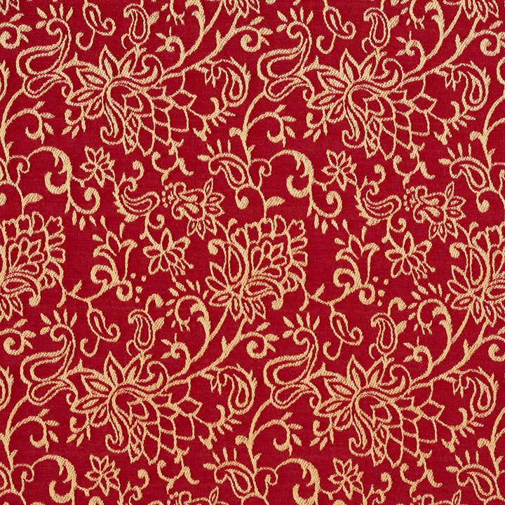2607 Crimson/Garden by Charlotte Designer Fabric Uptown Jacquards VI 100% Woven Polyester Asia Exceeds 70,000 Wyzenbeek Rubs (Heavy Duty) Horizontal: 6" x Vertical: 7" 54 Inches - Swanky Fabrics -