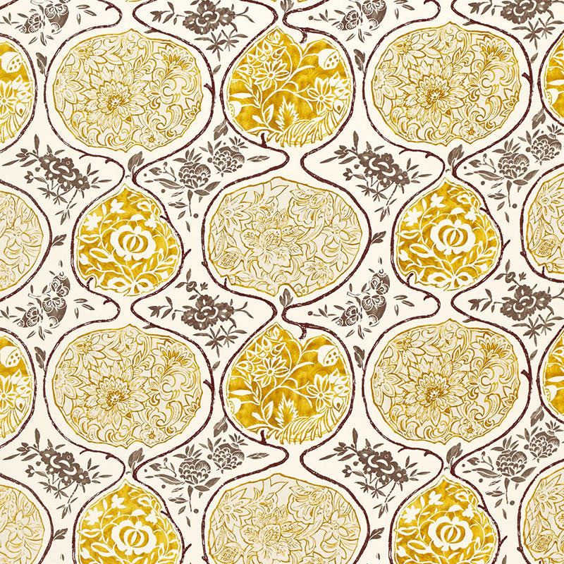 Katsugi Gold And Mushroom 2620934 by Schumacher Fabric Schumacher Fabric Katsugi Gold And Mushroom 2620934Fabric LINEN 55% BELGIUM </p><p>Repeat: H: HORZ. 27" (69CM) , V: VERT. 25" (64CM) 54 - Fabric Carolina -