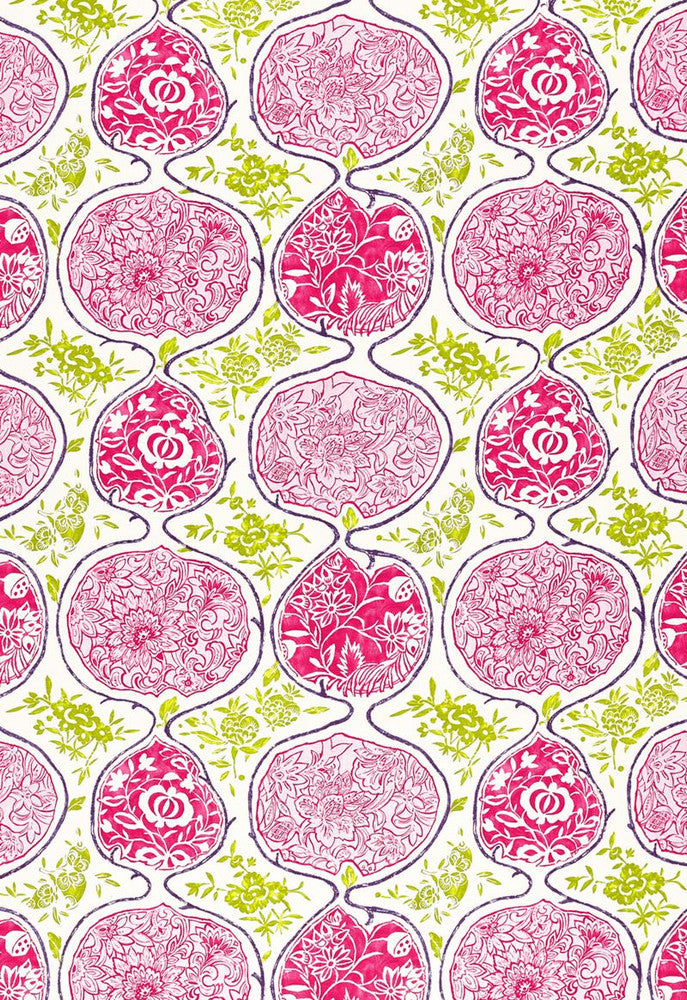 Katsugi Fuchsia & Chartreuse 2620937 by Schumacher Designer Fabric Exuberant-Prints 55% Linen, 45% Cotton - Horizontal: 27 and Vertical: 25 54 - Swanky Fabrics -