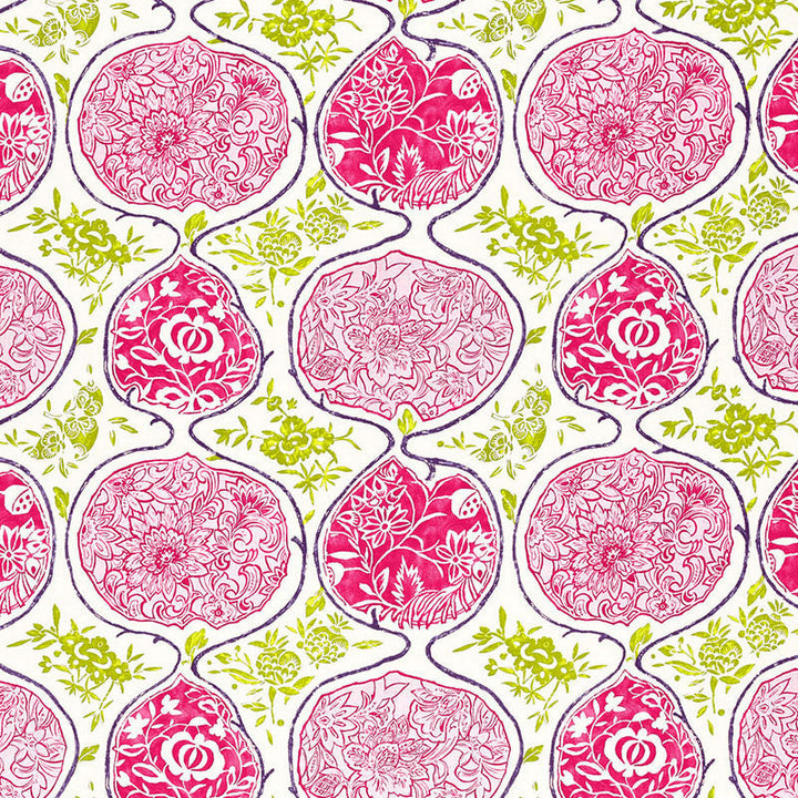 Katsugi Fuchsia & Chartreuse 2620937 by Schumacher Designer Fabric PRINT HAPPY LINEN 55% COTTON 45% BELGIUM </p><p>Repeat: Horizontal: 27" (69CM) and Vertical: 25" (64CM) 54 - Swanky Fabrics -