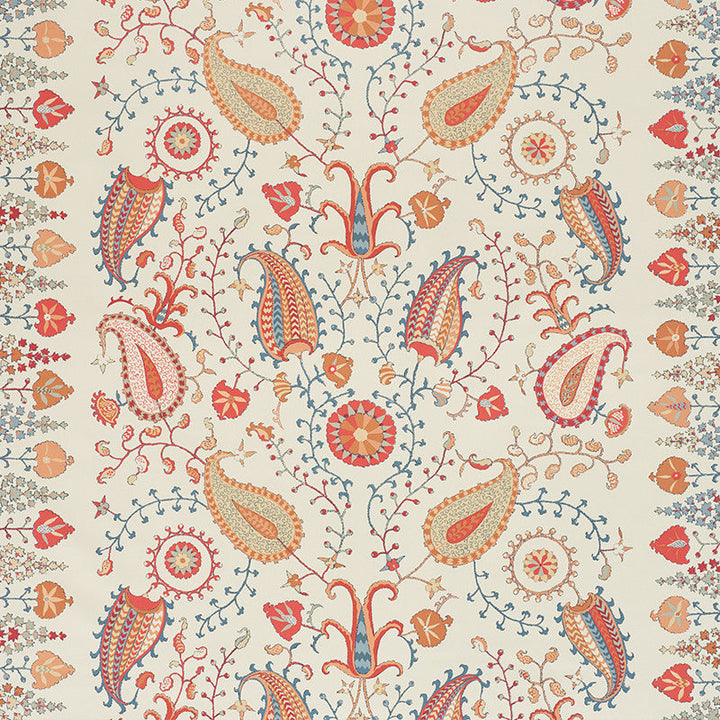 Lakai Printed Embroidery Ivory 2643360 by Schumacher Designer Fabric DW-SPRING 2004 COLLECTION COTTON 100% FRANCE </p><p>Repeat: Horizontal: 55 1/2" (141CM) and Vertical: 28 3/4" (73CM) 55.5 - Swanky Fabrics -
