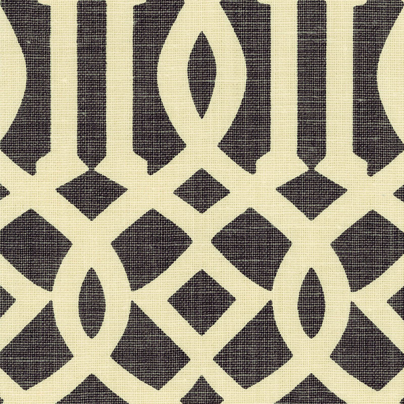 Imperial Trellis Parchment/Midnight 2643760 by Schumacher Designer Fabric HOUSE OF KWID - SPRING 05 See Sample UNITED STATES OF AMERICA TO BE DETERMINED </p><p>Repeat: Horizontal: 6 3/4" (17CM) and Vertical: 12 1/2" (32CM) 54" WIDE (137CM) - Swanky Fabrics -