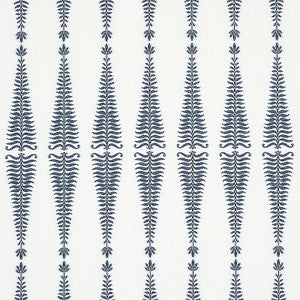 Schumacher Fabric Fern Tree Navy & White 2643882