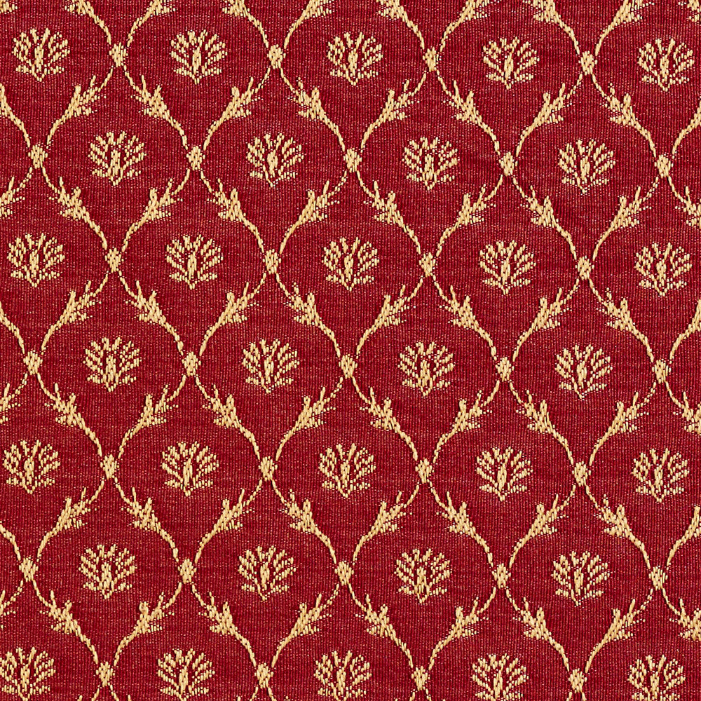 2643 Crimson/Trellis by Charlotte Designer Fabric Uptown Jacquards VI 100% Woven Polyester Asia Exceeds 70,000 Wyzenbeek Rubs (Heavy Duty) Horizontal: 1.5" x Vertical: 1.5" 54 Inches - Swanky Fabrics -