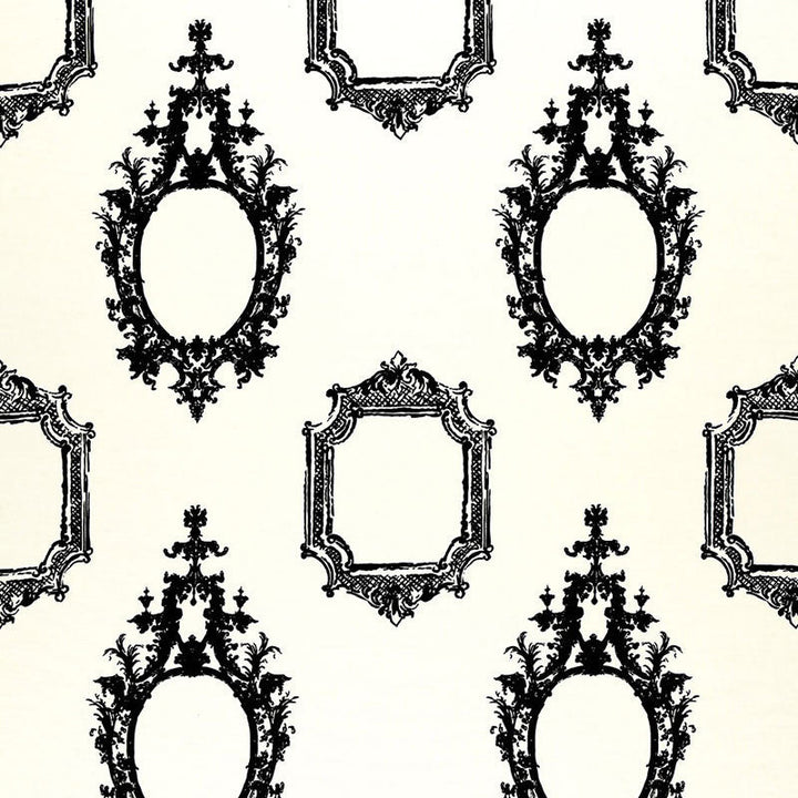 Go Baroque Ebony On Ivory 2644250 by Schumacher Designer Fabric DW-SPRING 2006 PRINTS See Sample UNITED STATES OF AMERICA NOT APPLICABLE </p><p>Repeat: Horizontal: 27" (69CM) and Vertical: 32" (81CM) 54" WIDE (137CM) - Swanky Fabrics -