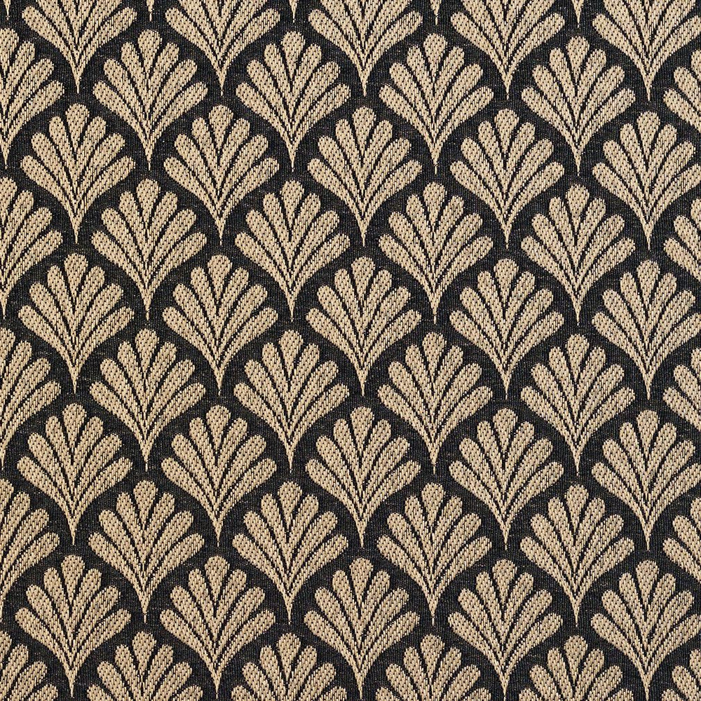 2660 Onyx/Fan by Charlotte Designer Fabric Uptown Jacquards VI 100% Woven Polyester Asia Exceeds 70,000 Wyzenbeek Rubs (Heavy Duty) Horizontal: 1.75" x Vertical: 1.5" 54 Inches - Swanky Fabrics -