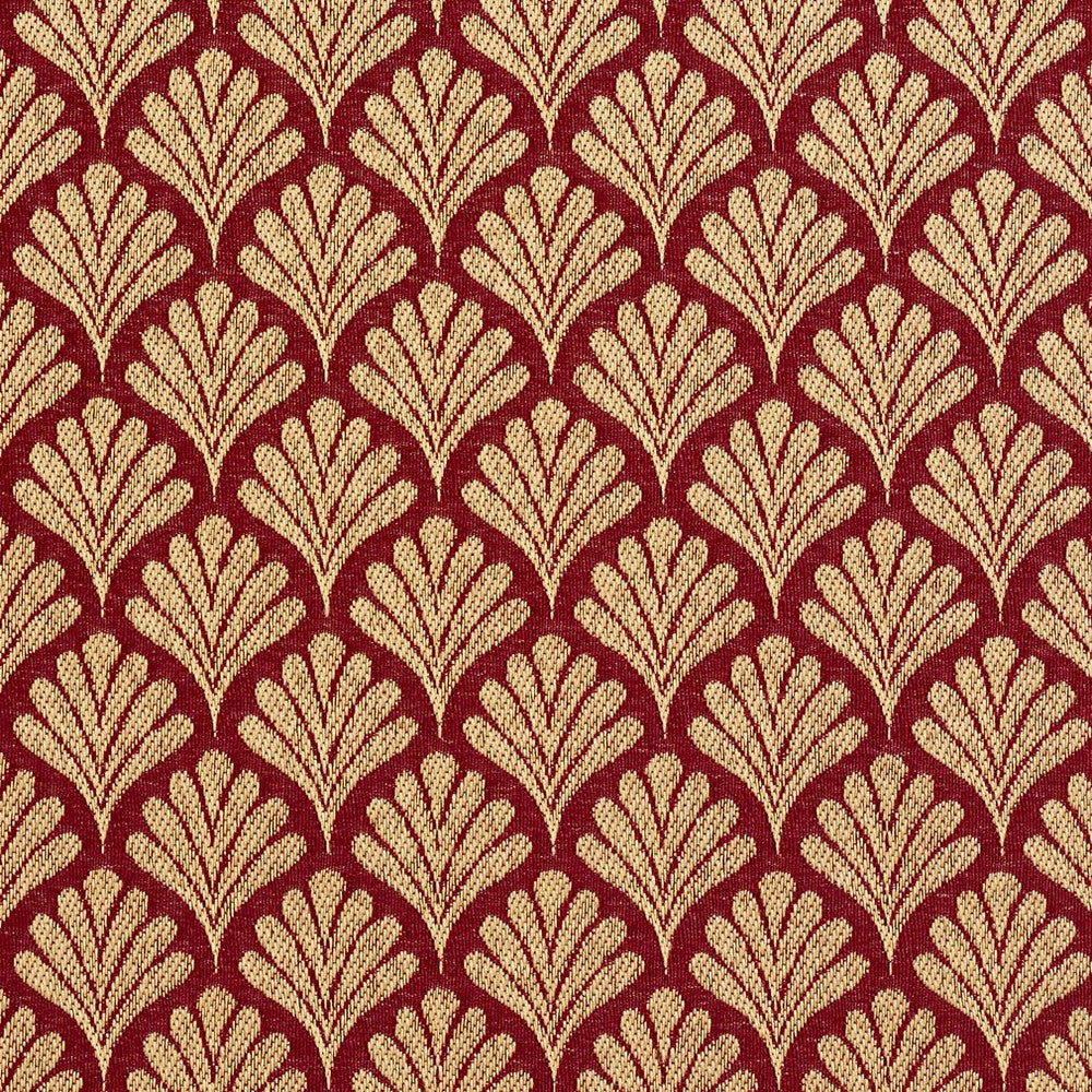 2661 Crimson/Fan by Charlotte Designer Fabric Uptown Jacquards VI 100% Woven Polyester Asia Exceeds 70,000 Wyzenbeek Rubs (Heavy Duty) Horizontal: 1.75" x Vertical: 1.5" 54 Inches - Swanky Fabrics -