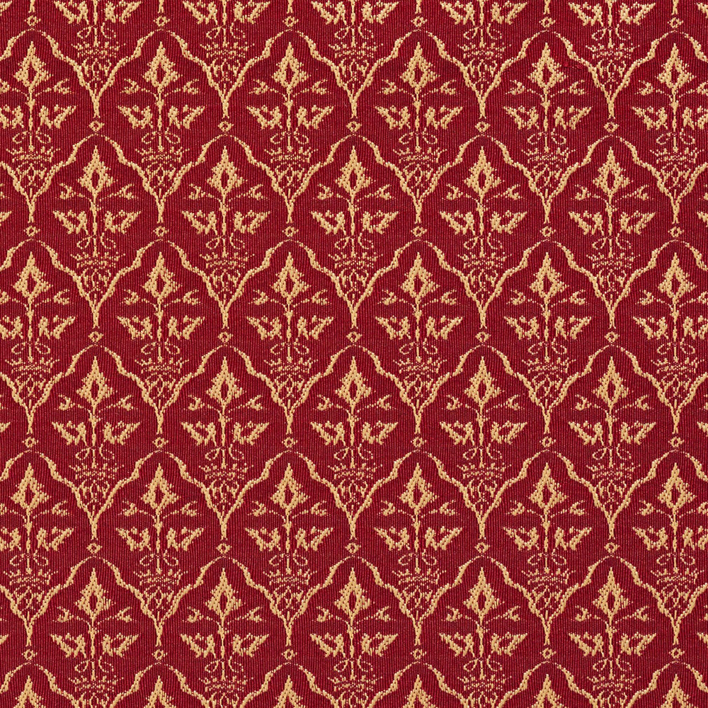 2670 Crimson/Cameo by Charlotte Designer Fabric Uptown Jacquards VI 100% Woven Polyester Asia Exceeds 70,000 Wyzenbeek Rubs (Heavy Duty) Horizontal: 1.5" x Vertical: 2.75" 54 Inches - Swanky Fabrics -
