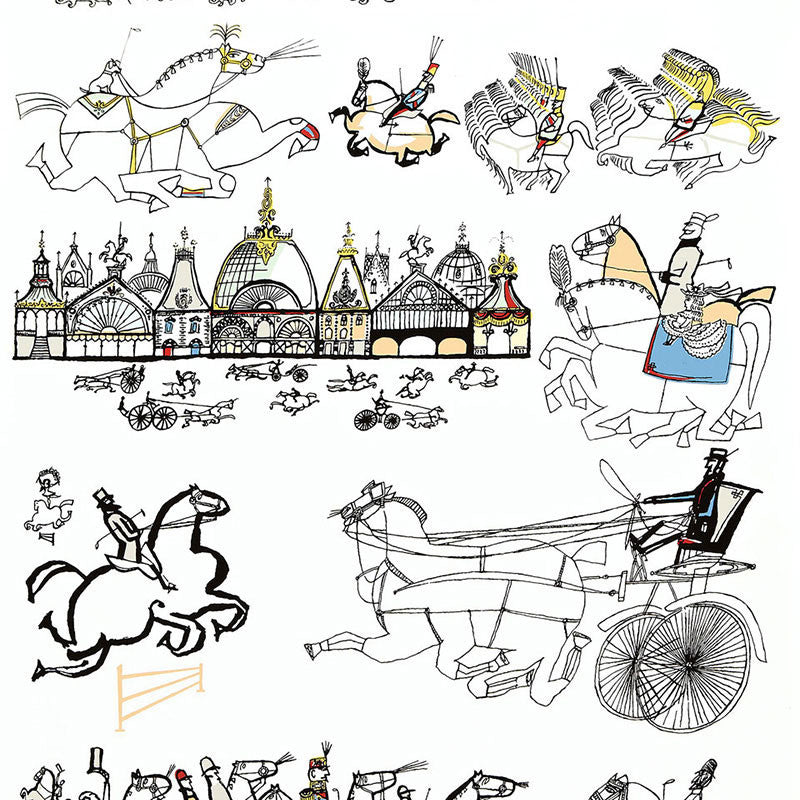 Horses Multi On White 2703960 by Schumacher Designer Wallpaper DEC WALK MISC VINYL 1PaperPaper% 0 UNITED STATES OF AMERICA </p><p>Repeat: Horizontal: and Vertical: 36" (91CM) 27 - Swanky Fabrics -