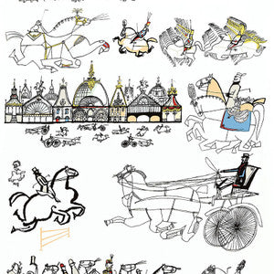 Schumacher Wallpaper Horses Multi On White 2703960