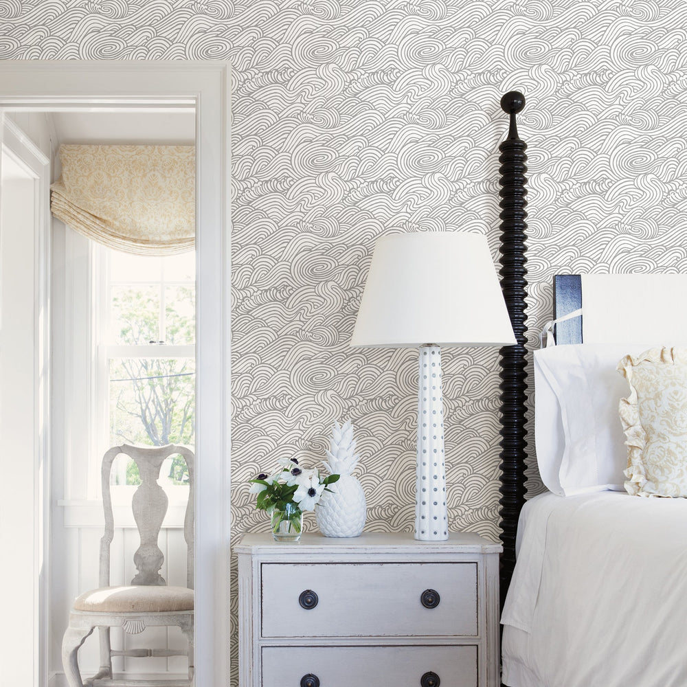 Mare Grey Wave Wallpaper by A-Street Prints Designer