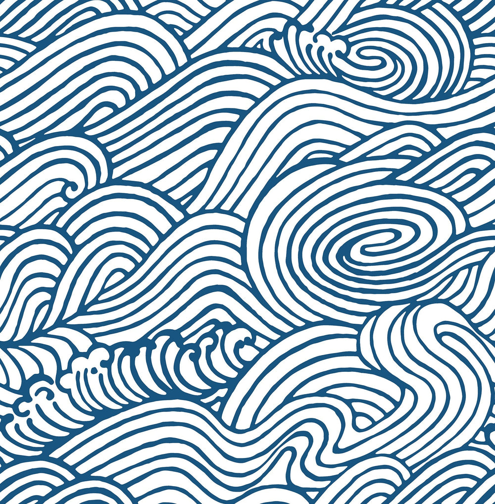 Mare Navy Wave Wallpaper by A-Street Prints Designer