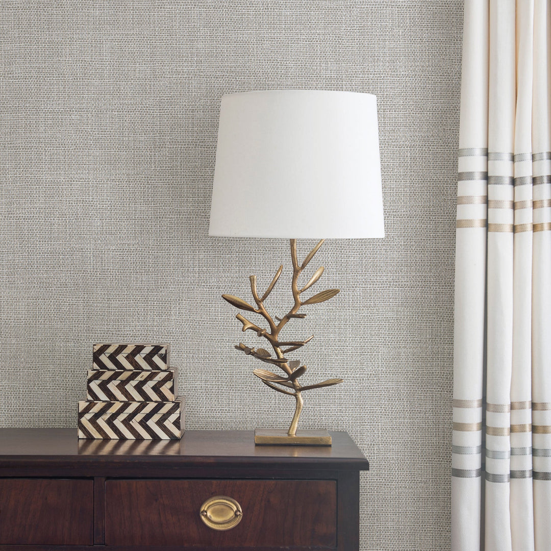 Bohemian Pewter Woven Texture Wallpaper by Warner Designer