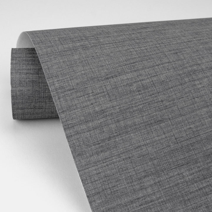Essence Dark Grey Linen Texture Wallpaper by A-Street Prints Designer