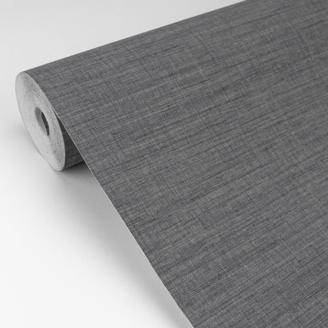 Essence Dark Grey Linen Texture Wallpaper by A-Street Prints Designer