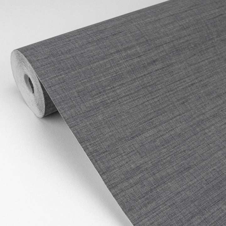 Essence Dark Grey Linen Texture Wallpaper by A-Street Prints Designer