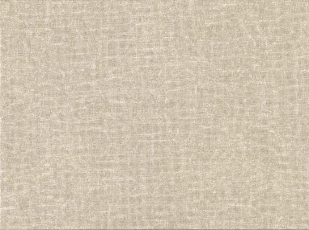 Sandor Cream Damask Wallpaper by Warner Designer Cortina IV Covers about 60.8 square feet 27-in by 27-ft long roll Unpasted 18 - Swanky Fabrics -