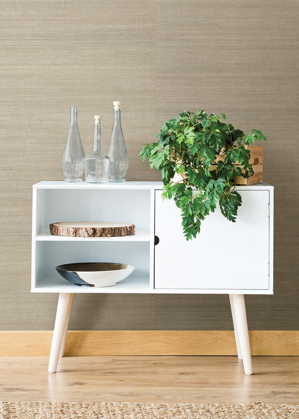 Galan Silver Sisal Grasscloth Wallpaper by A-Street Prints Designer