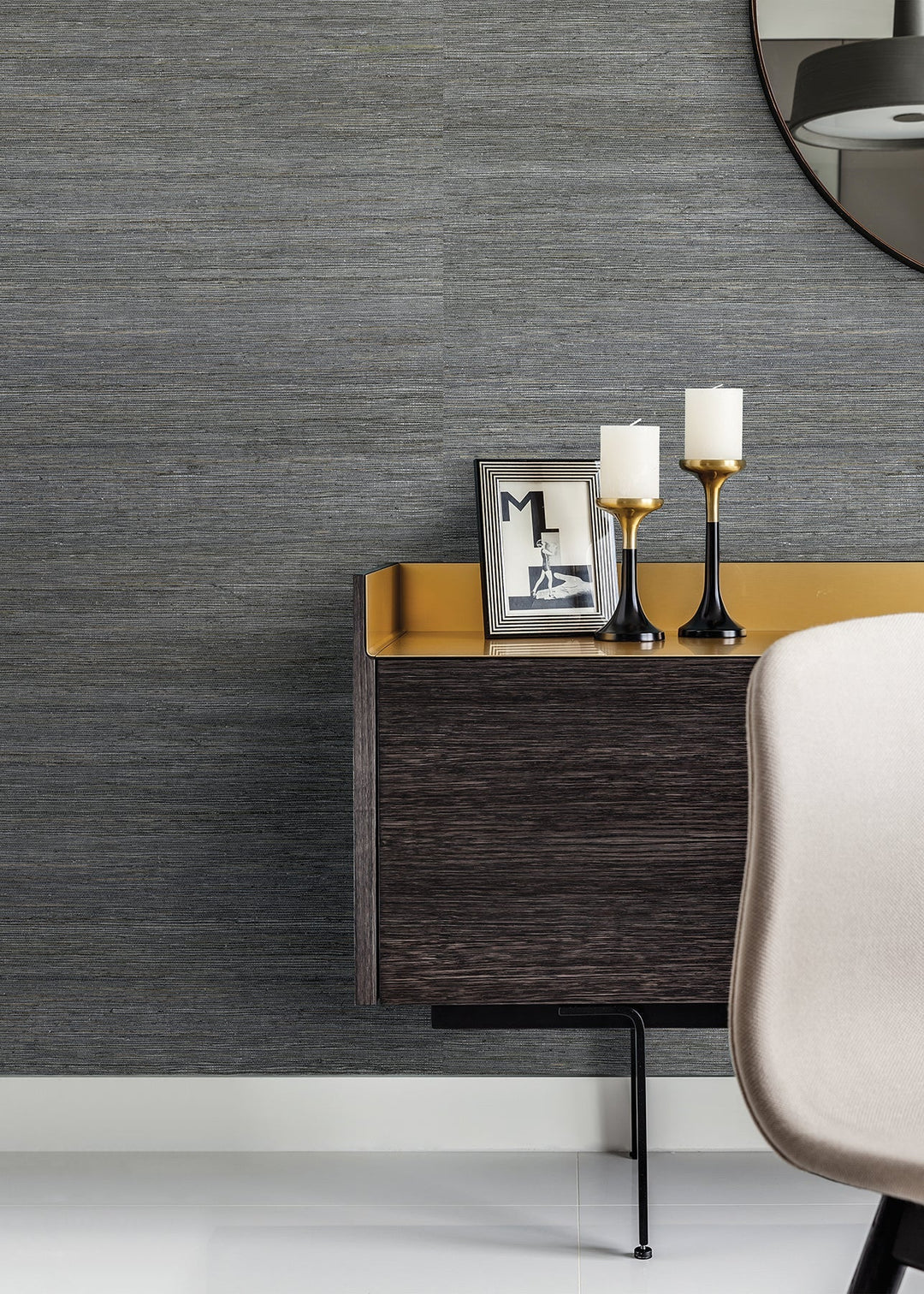 Shandong Slate Grasscloth Wallpaper by A-Street Prints Designer