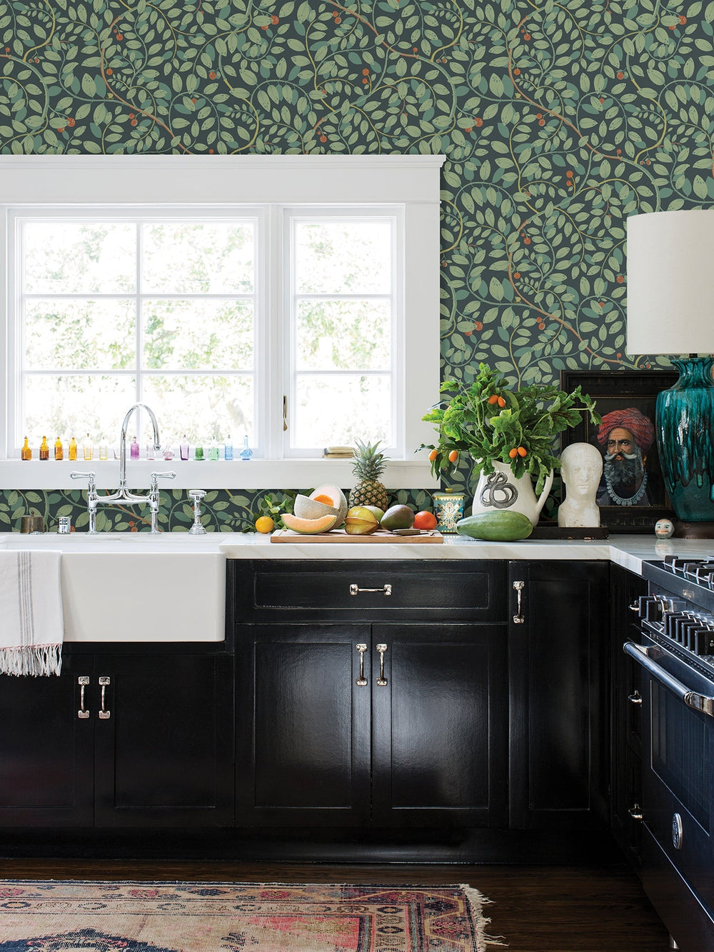 Kirke Turquoise Leafy Vines Wallpaper by A-Street Prints Designer