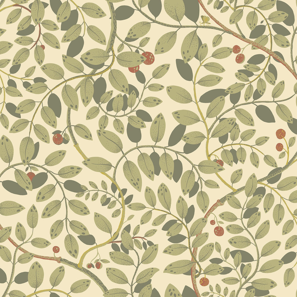 Kirke Green Leafy Vines Wallpaper by A-Street Prints Designer