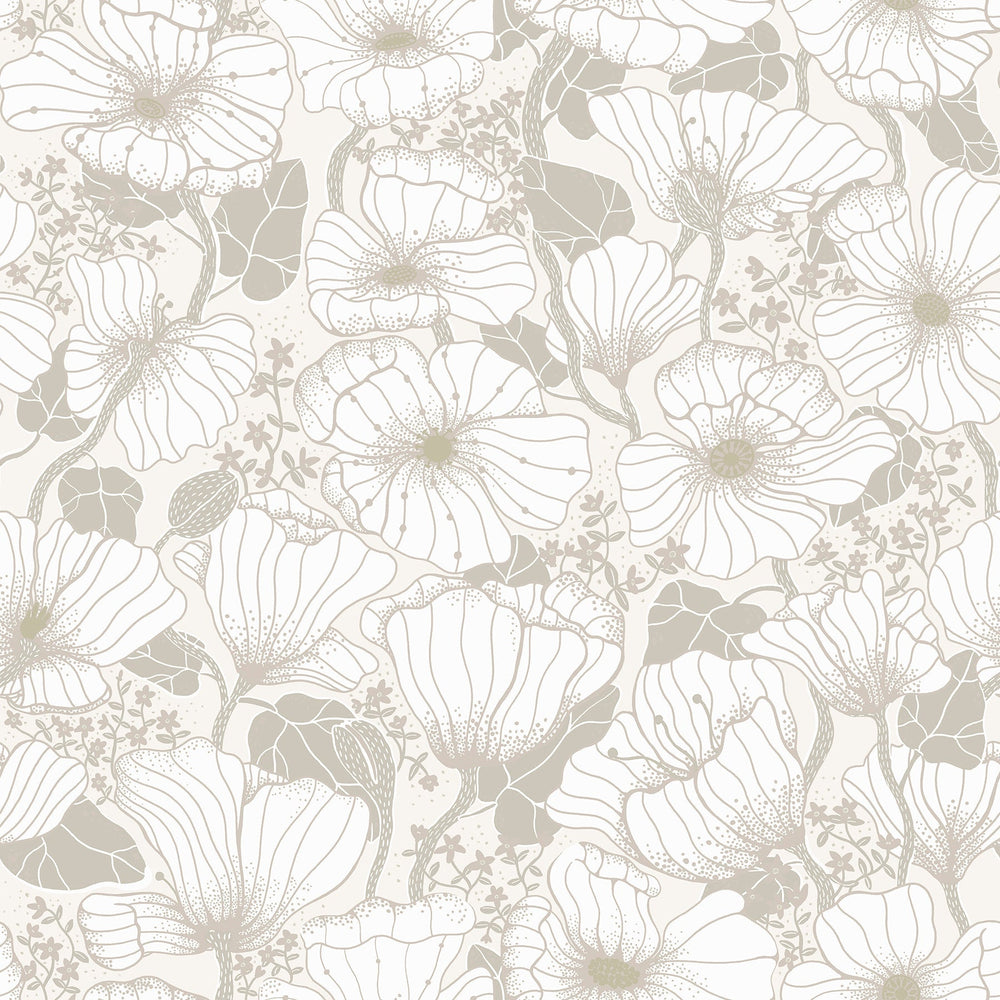 Matilda Grey Poppy Fields Wallpaper by A-Street Prints Designer