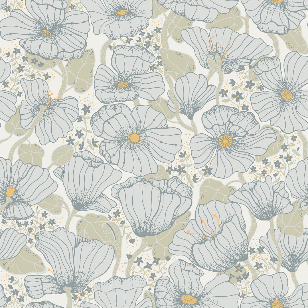 Matilda Blue Poppy Fields Wallpaper by A-Street Prints Designer