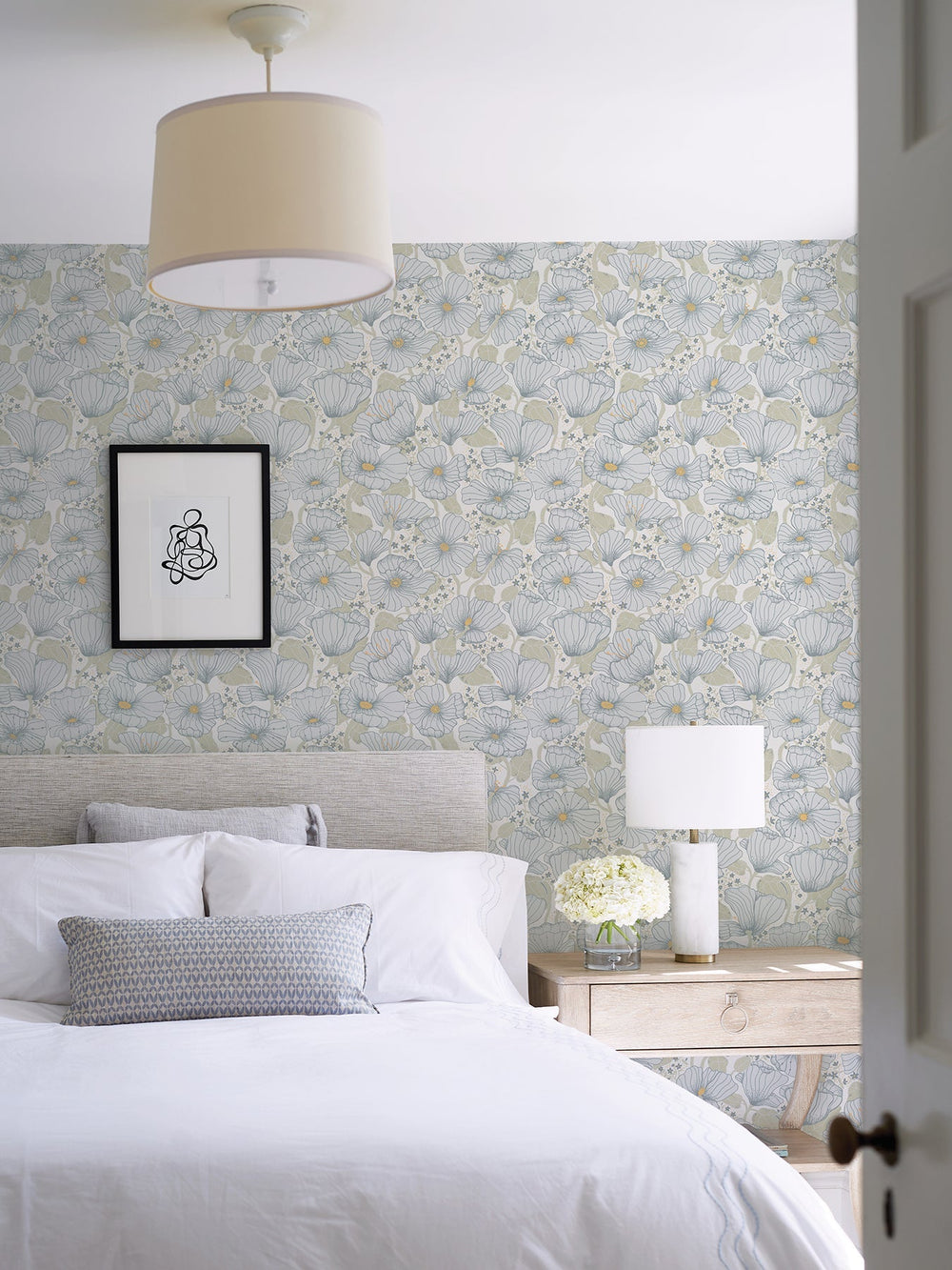 Matilda Blue Poppy Fields Wallpaper by A-Street Prints Designer