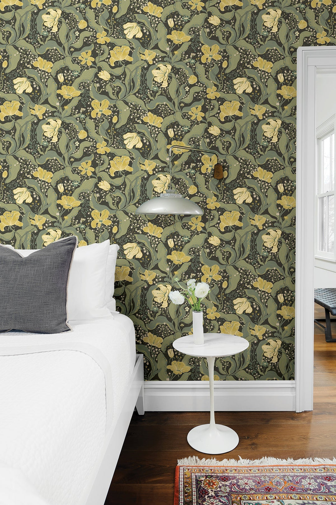 Bodri Green Tulip Garden Wallpaper by A-Street Prints Designer