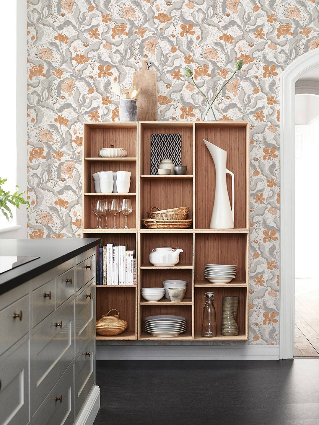 Bodri Grey Tulip Garden Wallpaper by A-Street Prints Designer