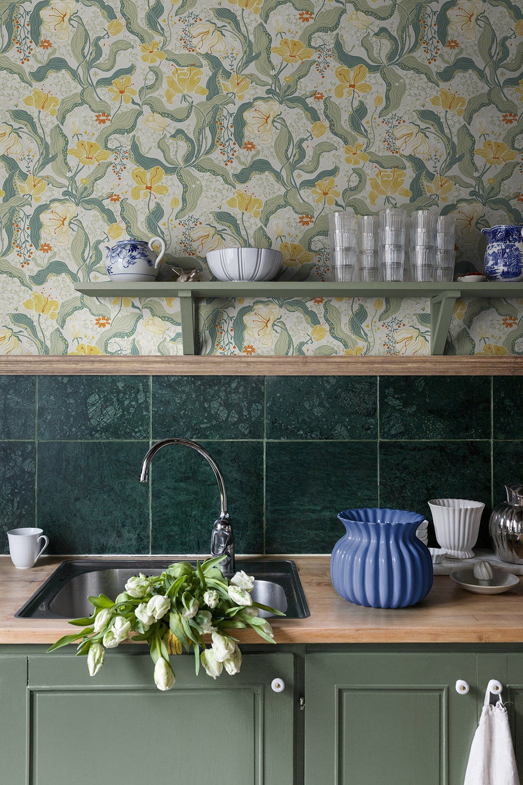 Bodri Yellow Tulip Garden Wallpaper by A-Street Prints Designer