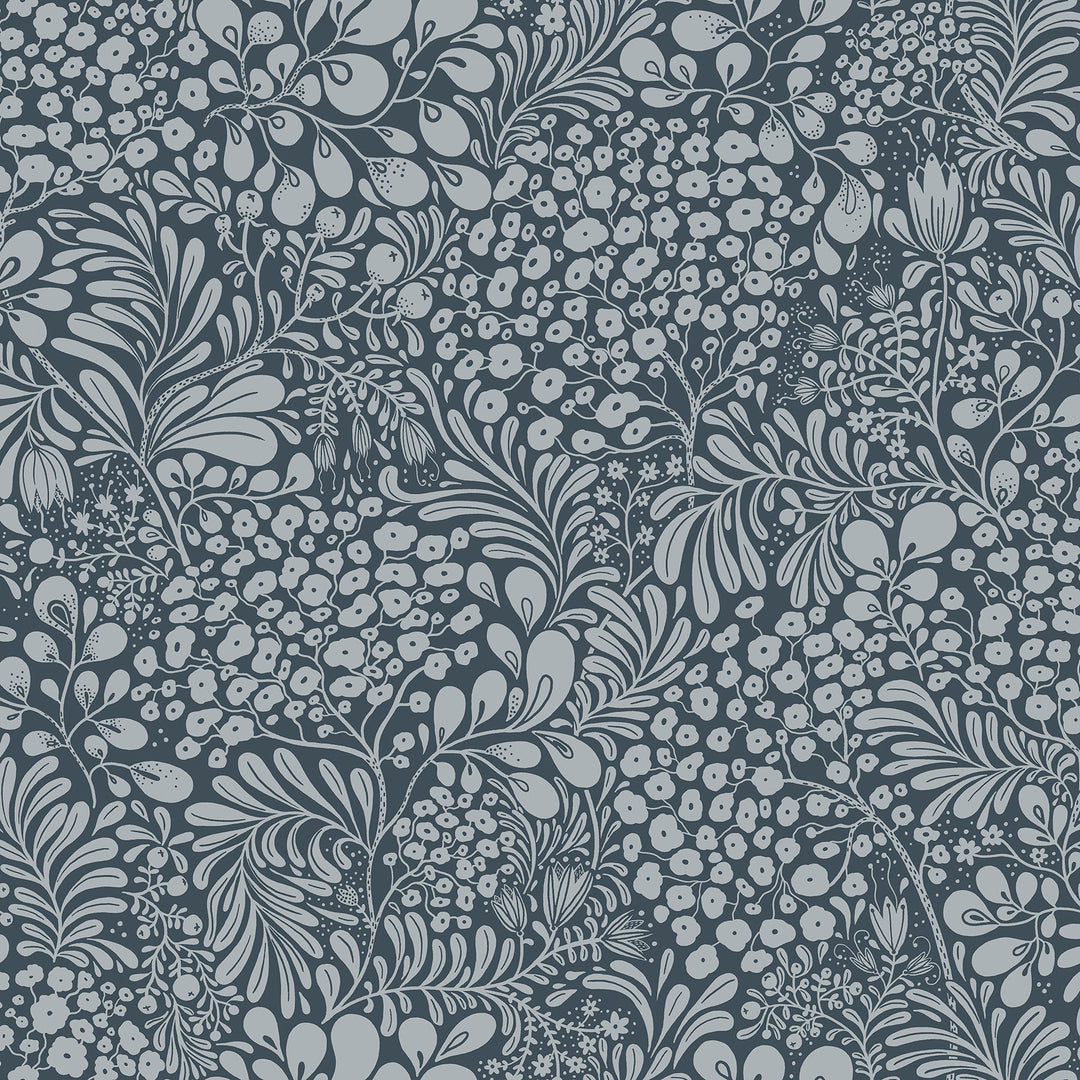 Siv Dark Blue Botanical Wallpaper by A-Street Prints Designer