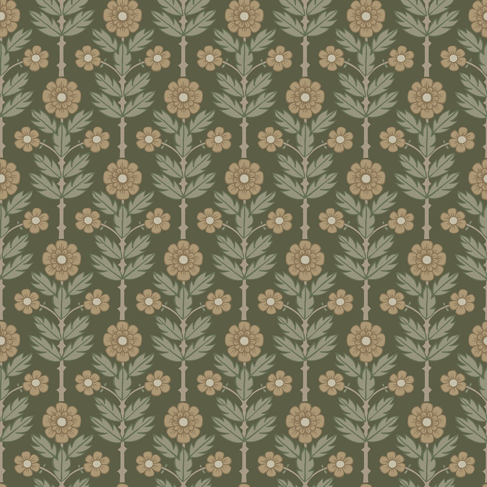 Aya Green Floral Wallpaper by A-Street Prints Designer