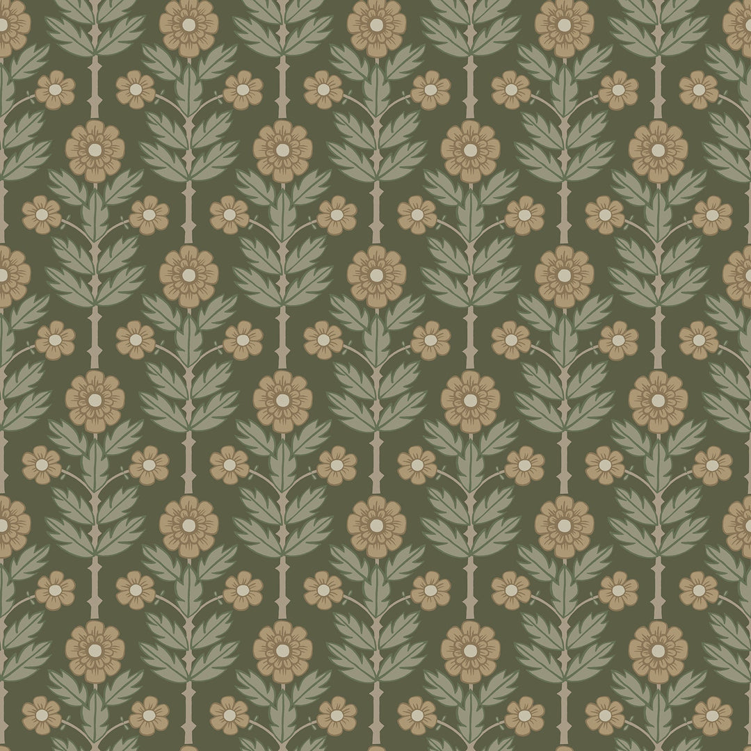 Aya Green Floral Wallpaper by A-Street Prints Designer