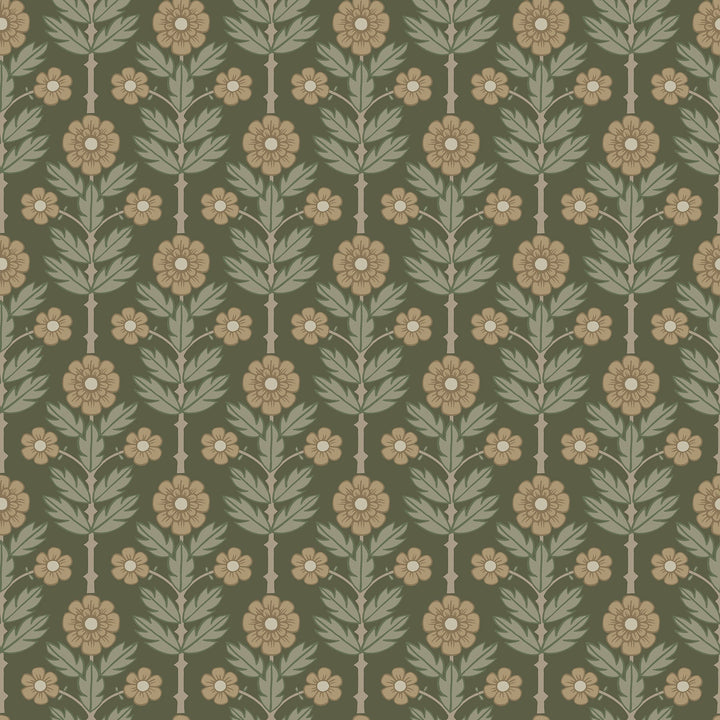 Aya Green Floral Wallpaper by A-Street Prints Designer