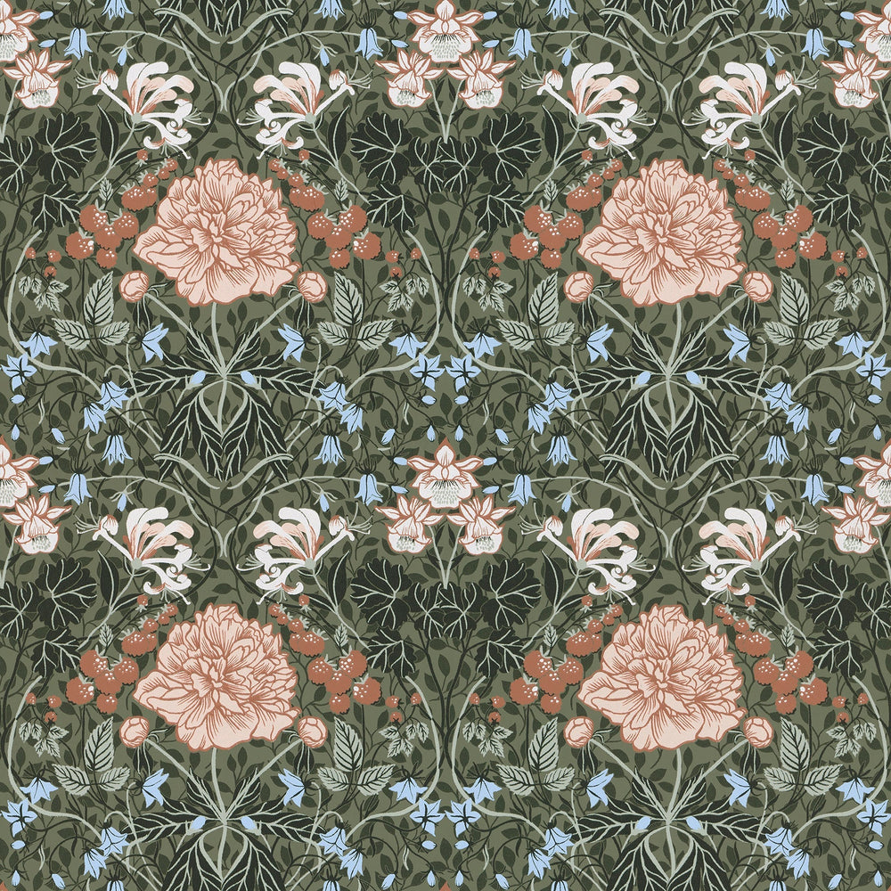 Celestine Green Floral Wallpaper by A-Street Prints Designer