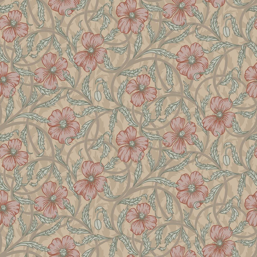 Imogen Light Brown Floral Wallpaper by A-Street Prints Designer